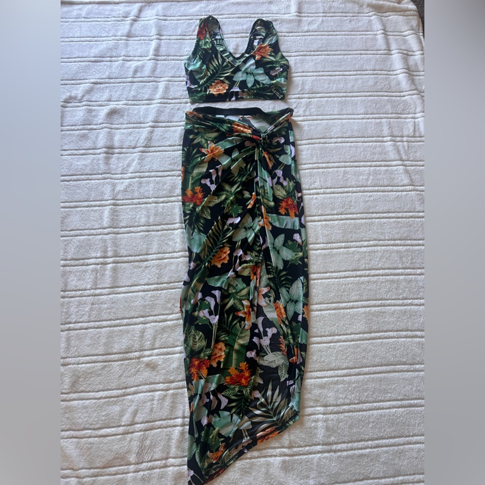 2piece Hawaiian print skirt set